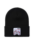 Beanies giapponese con una patch ricamata raffigurante una kitsune. Colore: nero