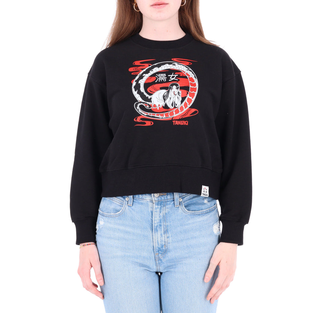 TANUKI FELPA CREW CROP NURE ONNA