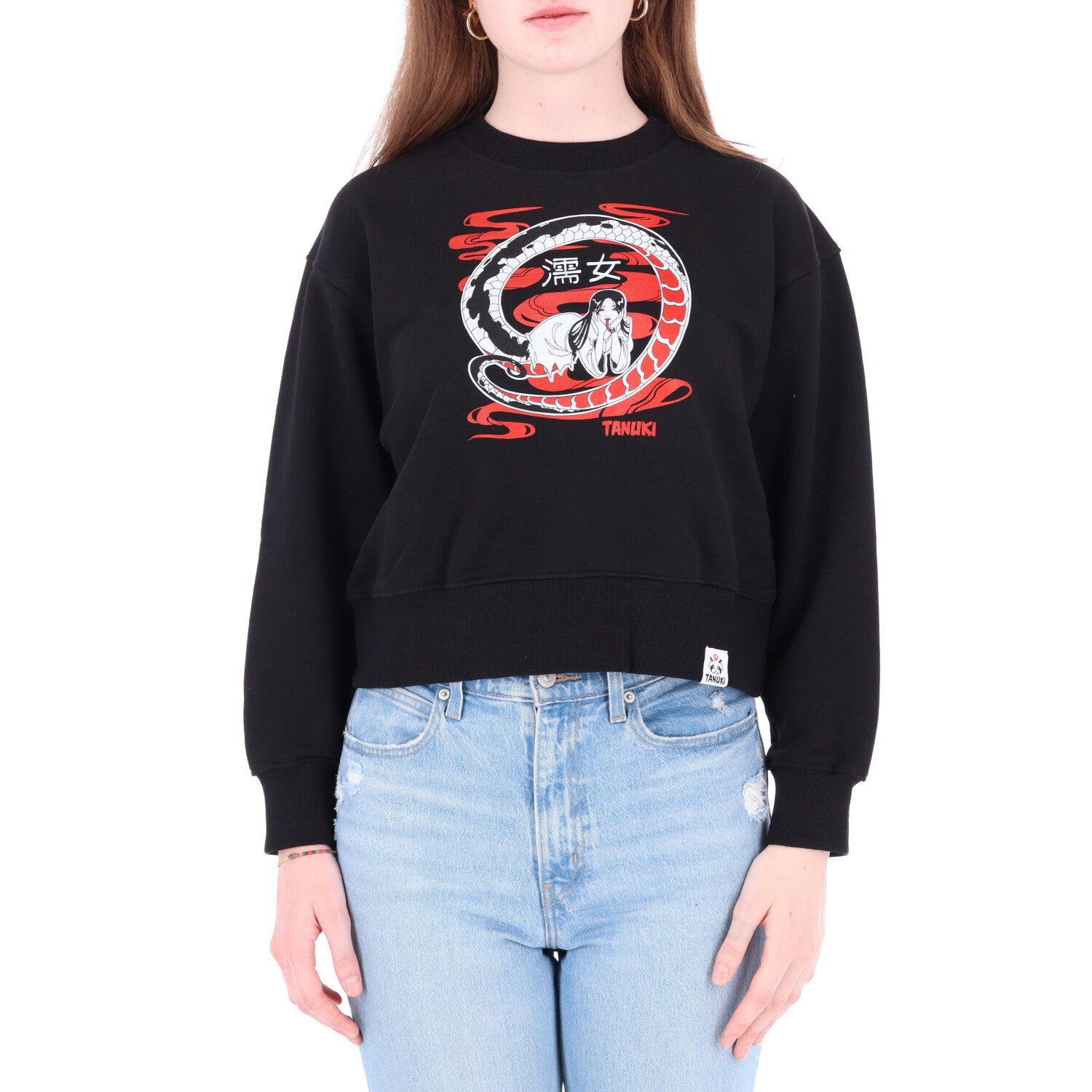 TANUKI FELPA CREW CROP NURE ONNA